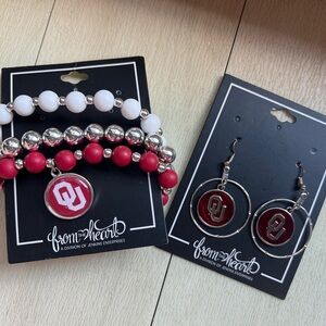 Oklahoma Sooners Bracelet and Earring Set